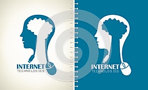 Human head and the computer mouse. Internet technologies logo.